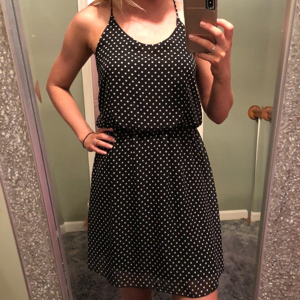 Black & white polka dot summer dress. Size Small.